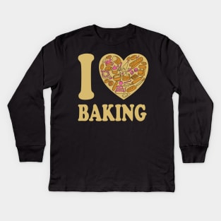 recipe baking cakes bread muffin dough bread dough pretzel baker Kids Long Sleeve T-Shirt